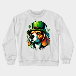 Beagle in Leprechaun Hat Celebrates Saint Patrick's Day Crewneck Sweatshirt